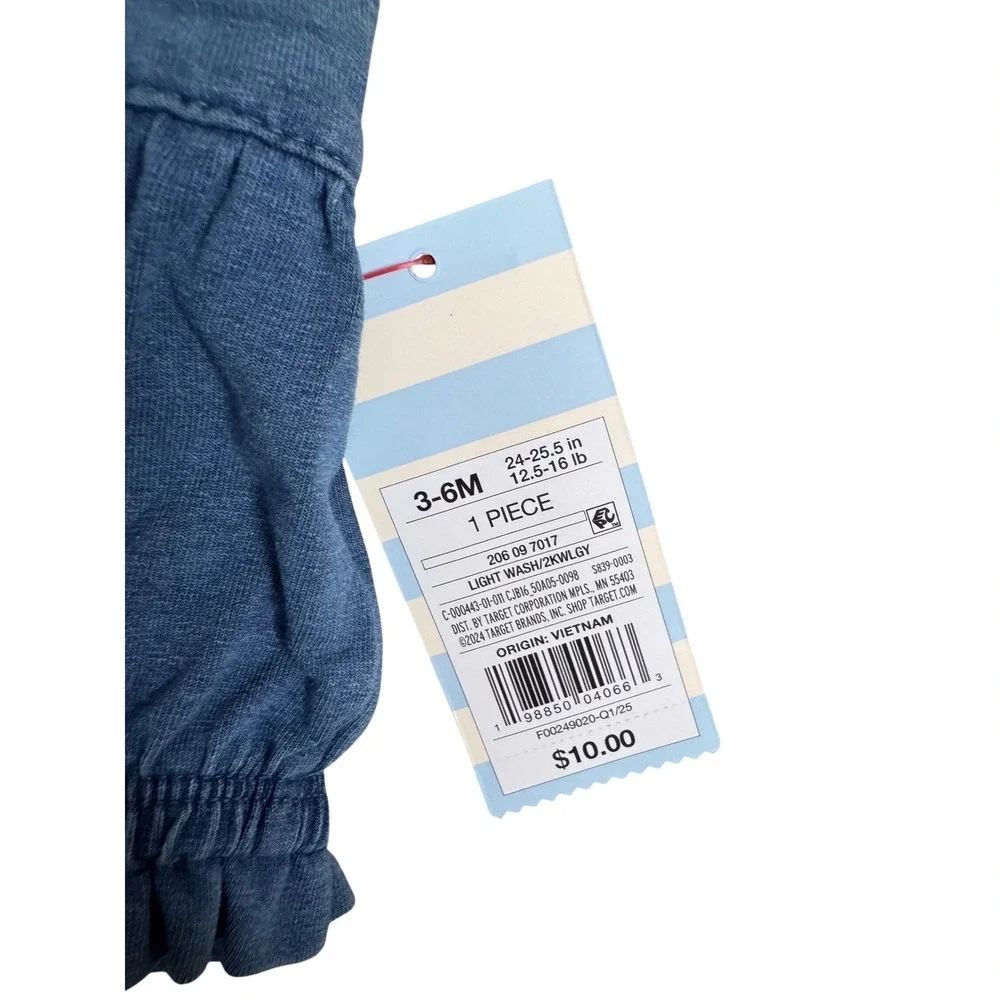 Cat & Jack Baby Girls‎ Ruffle Strap Denim Romper Blue 3-6M New NWT